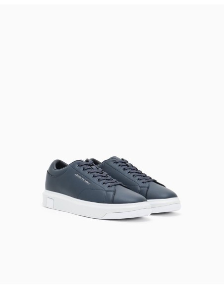 Armani Exchange Uomo Sneakers in Pelle con Logo Allover sul Tallone  |