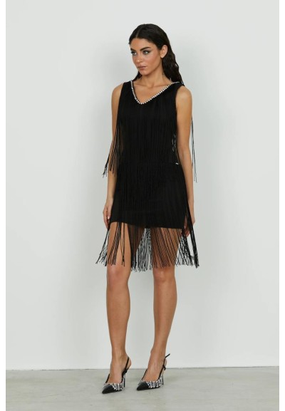 Abito corto BAHAMAS Relish donna con frange e applicazioni strass  | M