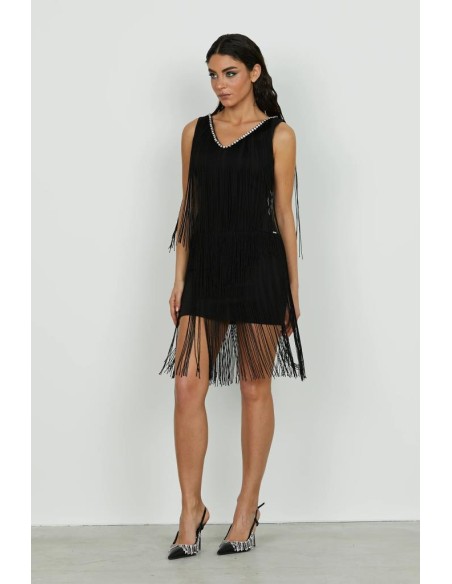 Abito corto BAHAMAS Relish donna con frange e applicazioni strass  | M