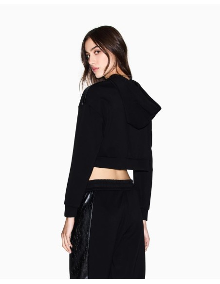Felpa Armani Exchange Donna Cropped con Cappuccio e Logo Cut Out  | Ma