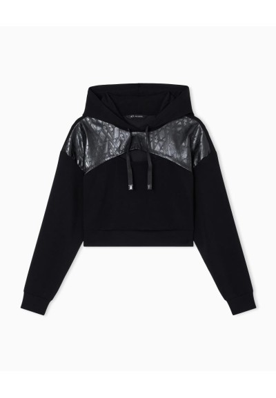 Felpa Armani Exchange Donna Cropped con Cappuccio e Logo Cut Out  | Ma