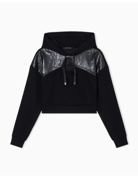Felpa Armani Exchange Donna Cropped con Cappuccio e Logo Cut Out  | Ma