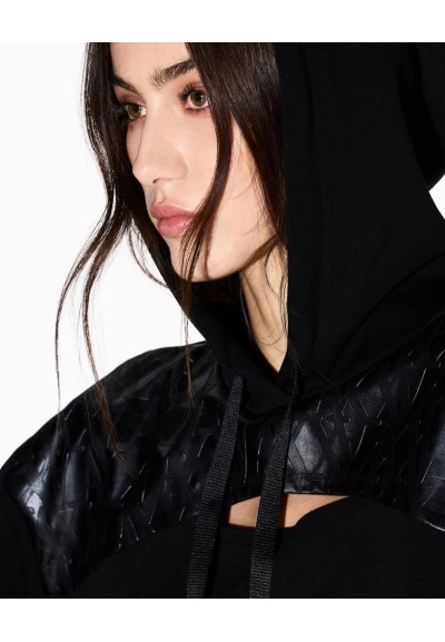 Felpa Armani Exchange Donna Cropped con Cappuccio e Logo Cut Out  | Ma