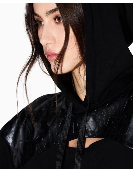 Felpa Armani Exchange Donna Cropped con Cappuccio e Logo Cut Out  | Ma