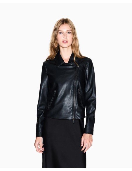Giubbotto Donna Armani Exchange Asymmetrical Zip Up in Ecopelle Mod. X