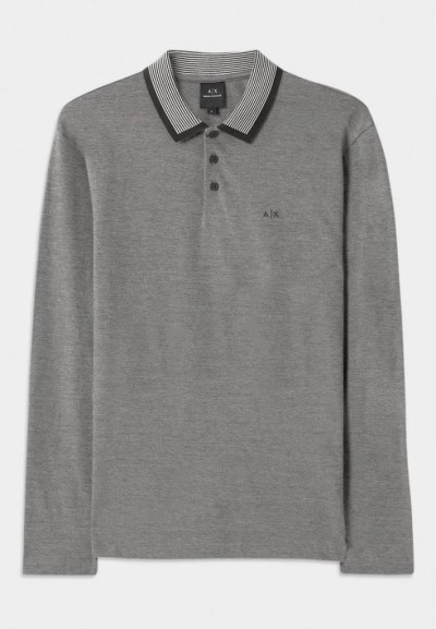 Armani Exchange Polo Uomo Regular Fit Maniche Lunghe Cotone Grigio  | 
