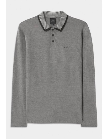 Armani Exchange Polo Uomo Regular Fit Maniche Lunghe Cotone Grigio  | 
