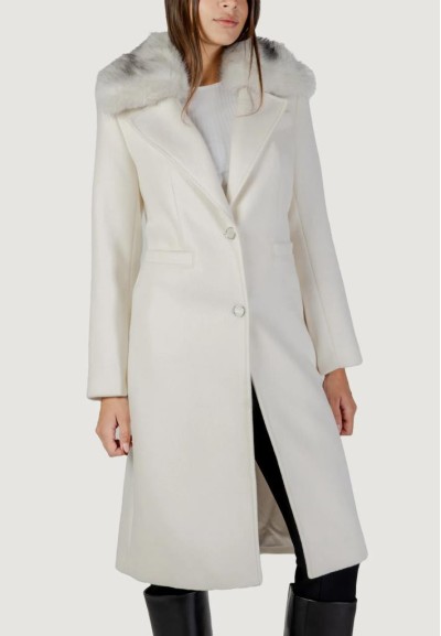 Cappotto Lungo Donna Guess in Misto Lana con Collo in Pelliccia Sintet