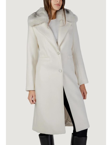 Cappotto Lungo Donna Guess in Misto Lana con Collo in Pelliccia Sintet