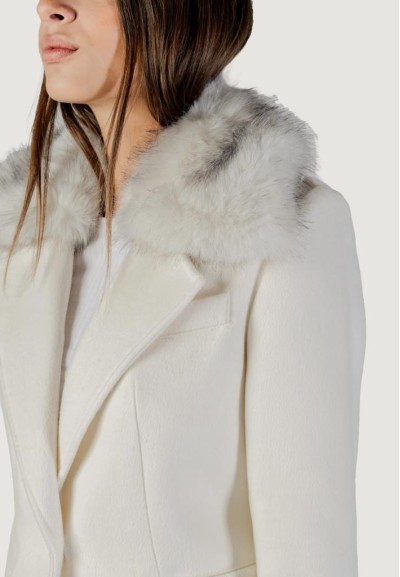 Cappotto Lungo Donna Guess in Misto Lana con Collo in Pelliccia Sintet