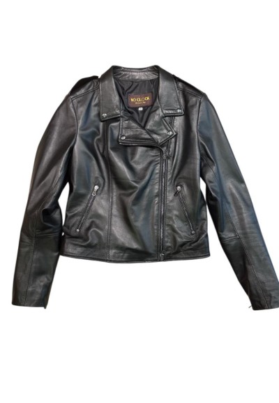 Giacca Donna Chiodo in Vera Pelle Nera – Stile Biker Moderno  | Mariad
