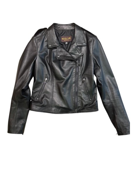 Giacca Donna Chiodo in Vera Pelle Nera – Stile Biker Moderno  | Mariad