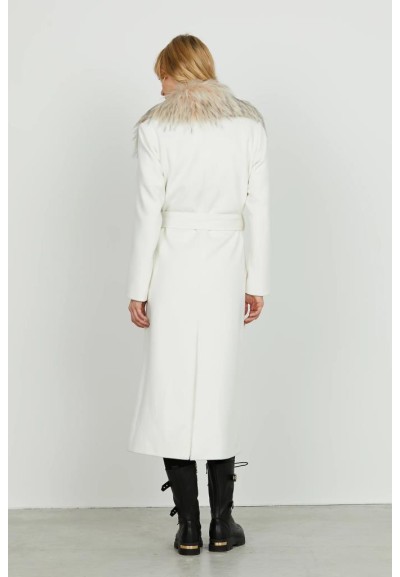 Cappotto ANNAPUR Relish donna lungo con cintura e collo in ecopellicci