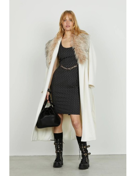 Cappotto ANNAPUR Relish donna lungo con cintura e collo in ecopellicci