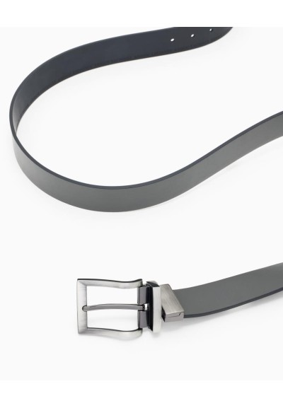 Armani Exchange Cintura Uomo in Pelle con Logo Tono su Tono e Fibbia C