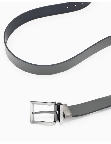 Armani Exchange Cintura Uomo in Pelle con Logo Tono su Tono e Fibbia C