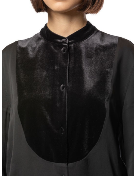 Armani Exchange Camicia Donna Nera a Maniche Lunghe in 100% Viscosa  |