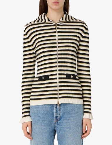 Liu Jo Maglia Donna a Righe con Collo Alto e Zip  | Mariadesole.it