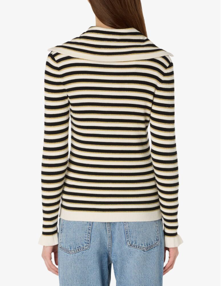 Liu Jo Maglia Donna a Righe con Collo Alto e Zip  | Mariadesole.it