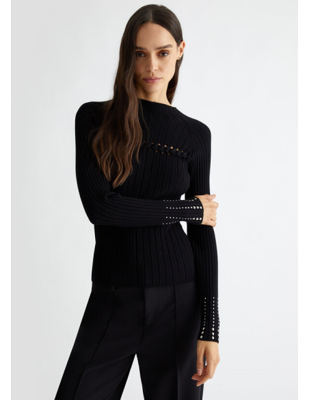 Liu Jo Maglia Donna a Coste con Treccia e Borchie – Linea Liu Jo Bette