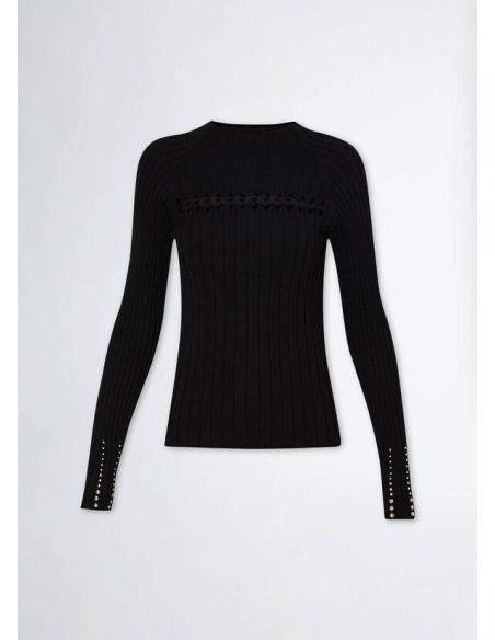 Liu Jo Maglia Donna a Coste con Treccia e Borchie – Linea Liu Jo Bette