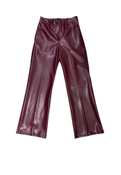 Philly Firenze Pantalone Donna in Ecopelle Bordeaux a Gamba Dritta  | 