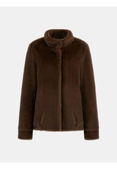 Guess Giacca Donna in Pelliccia Sintetica con Collo a Lupetto