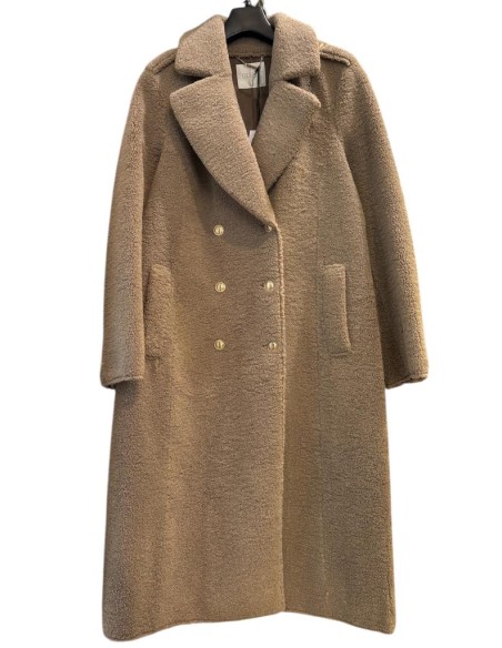 Guess Cappotto Donna Teddy in Tessuto Effetto Pelliccia con Bottoni Or