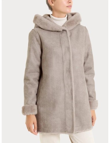 Ragno Cappotto Donna Double Face in Vegan Fur con Cappuccio  | Mariade
