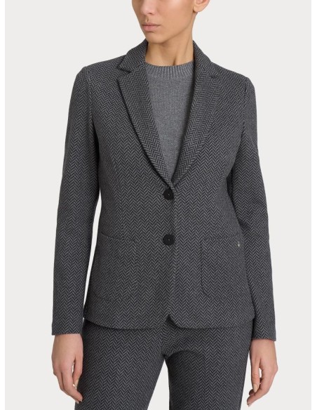 Ragno Blazer Donna Due Bottoni in Eco Jacquard Fantasia Lisca di Pesce