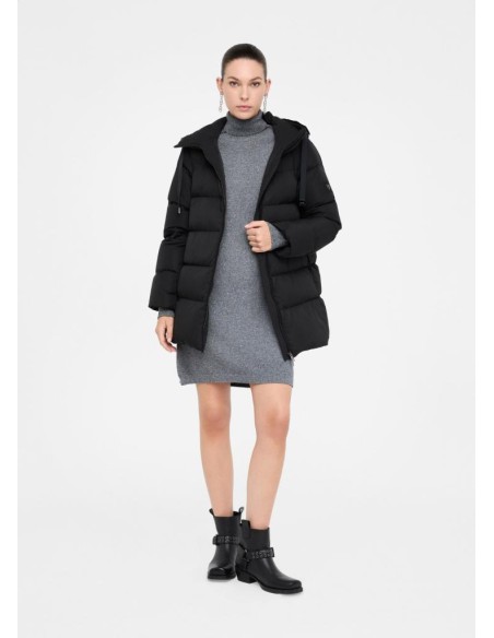 Liu Jo Piumino Donna Nero con Ricami Gioiello e Cappuccio  | Mariadeso