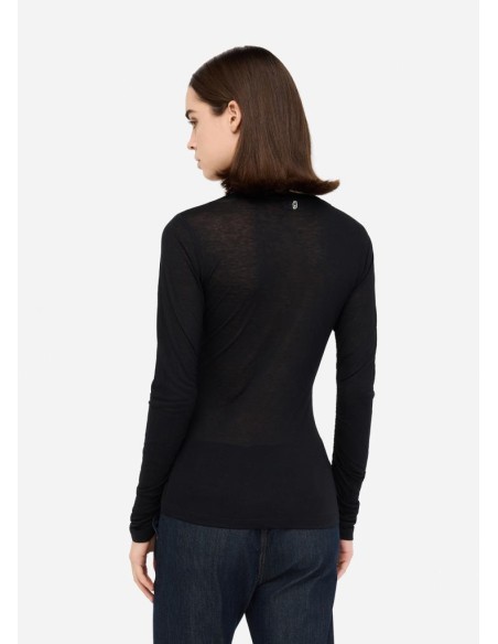 Liu Jo T-shirt Donna Nera in Lana e Modal a Maniche Lunghe  | Mariades