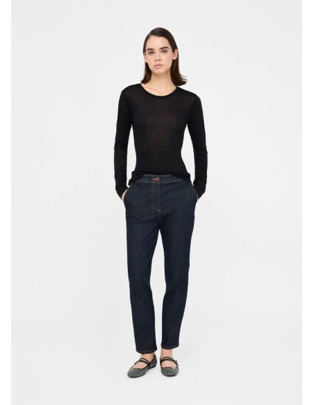 Liu Jo T-shirt Donna Nera in Lana e Modal a Maniche Lunghe  | Mariades