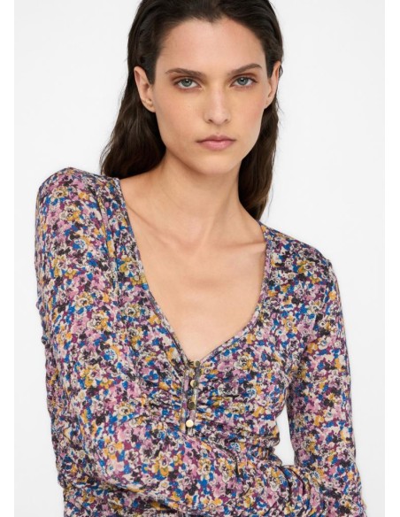 Maglia Liu Jo donna in jersey con stampa e bottoni metallici  | Mariad