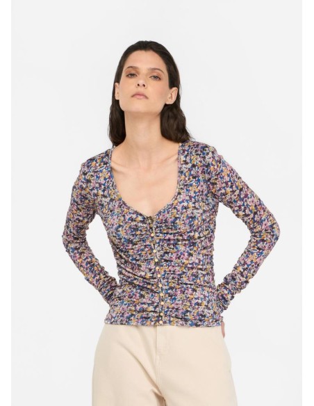 Maglia Liu Jo donna in jersey con stampa e bottoni metallici  | Mariad