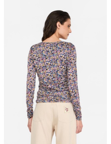 Maglia Liu Jo donna in jersey con stampa e bottoni metallici  | Mariad