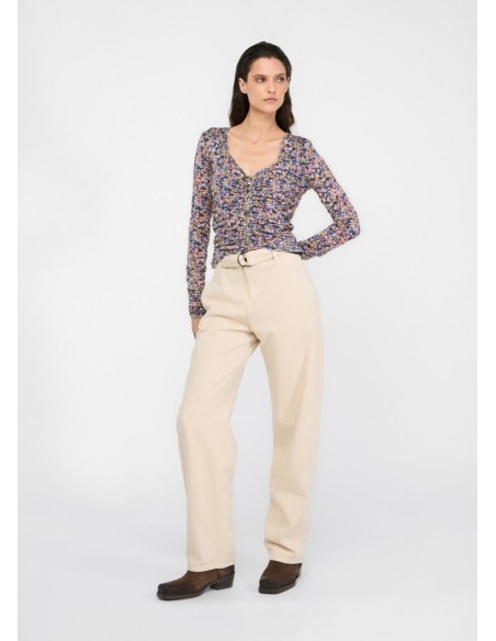 Maglia Liu Jo donna in jersey con stampa e bottoni metallici  | Mariad