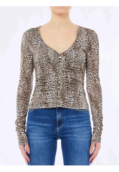 Maglia Liu Jo donna in jersey con stampa e bottoni metallici  | Mariad