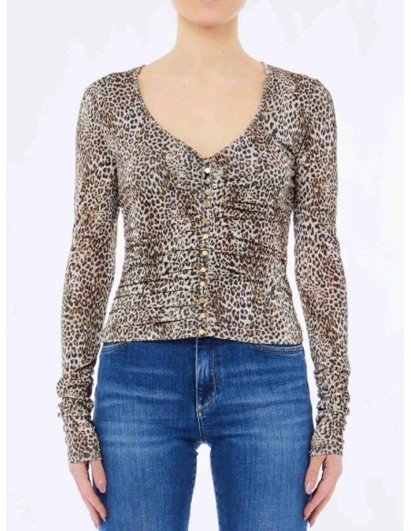 Maglia Liu Jo donna in jersey con stampa e bottoni metallici  | Mariad