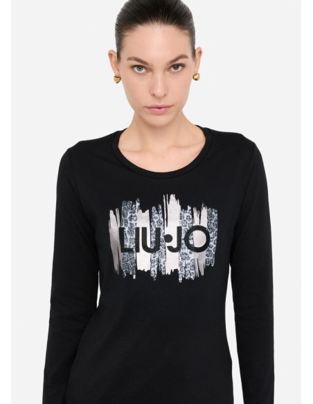 T-shirt Liu Jo donna in cotone con stampa e strass  | Mariadesole.it