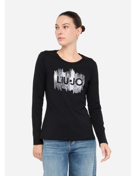 T-shirt Liu Jo donna in cotone con stampa e strass  | Mariadesole.it