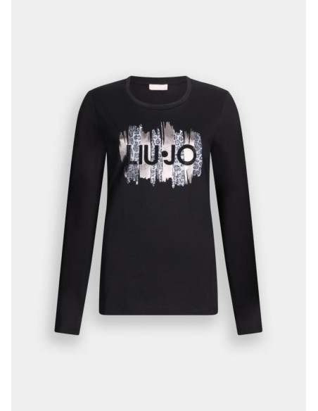 T-shirt Liu Jo donna in cotone con stampa e strass  | Mariadesole.it