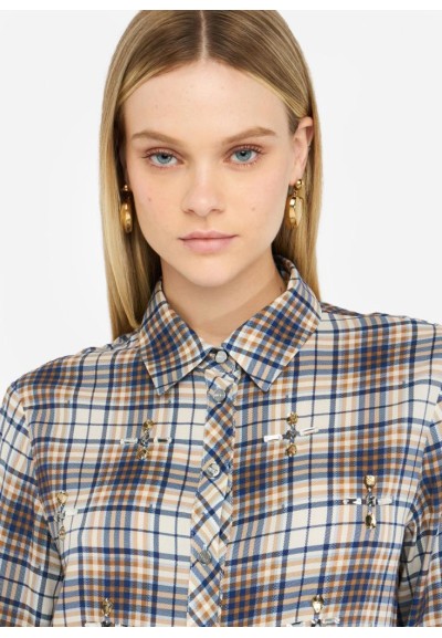 Liu Jo Camicia Donna a Quadri con Ricami Gioiello in Viscosa  | Mariad