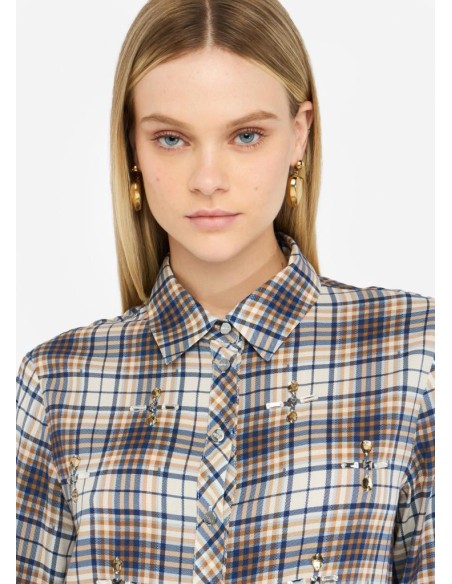 Liu Jo Camicia Donna a Quadri con Ricami Gioiello in Viscosa  | Mariad