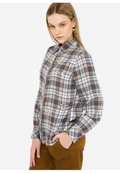 Liu Jo Camicia Donna a Quadri con Ricami Gioiello in Viscosa  | Mariad