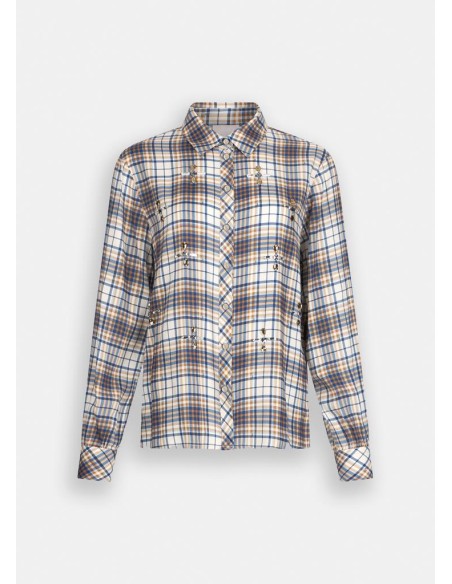 Liu Jo Camicia Donna a Quadri con Ricami Gioiello in Viscosa  | Mariad
