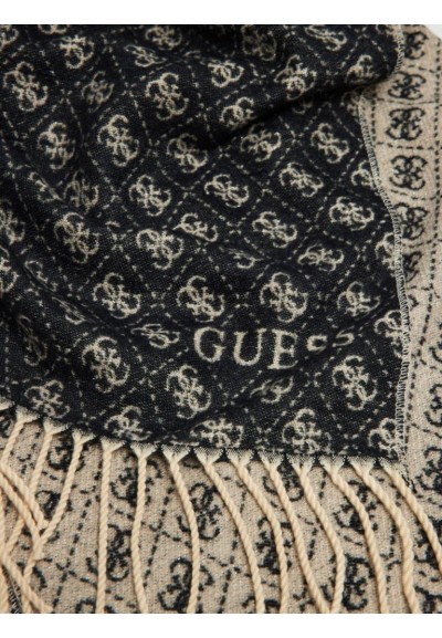 Guess Sciarpa Donna 4G Logo in Misto Viscosa con Fondo Sfrangiato  | M