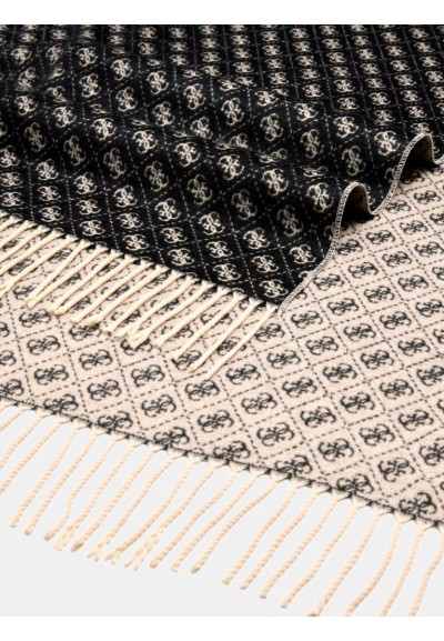 Guess Sciarpa Donna 4G Logo in Misto Viscosa con Fondo Sfrangiato  | M