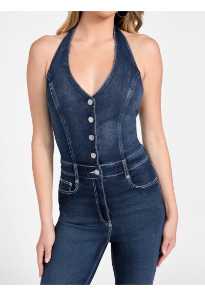 Guess Tuta Donna in Jeans Denim Elasticizzato con Bottoni  | Mariadeso
