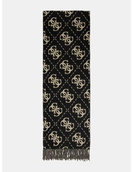 Guess Sciarpa Donna Nolana 4G Logo in Misto Viscosa con Fondo Sfrangia